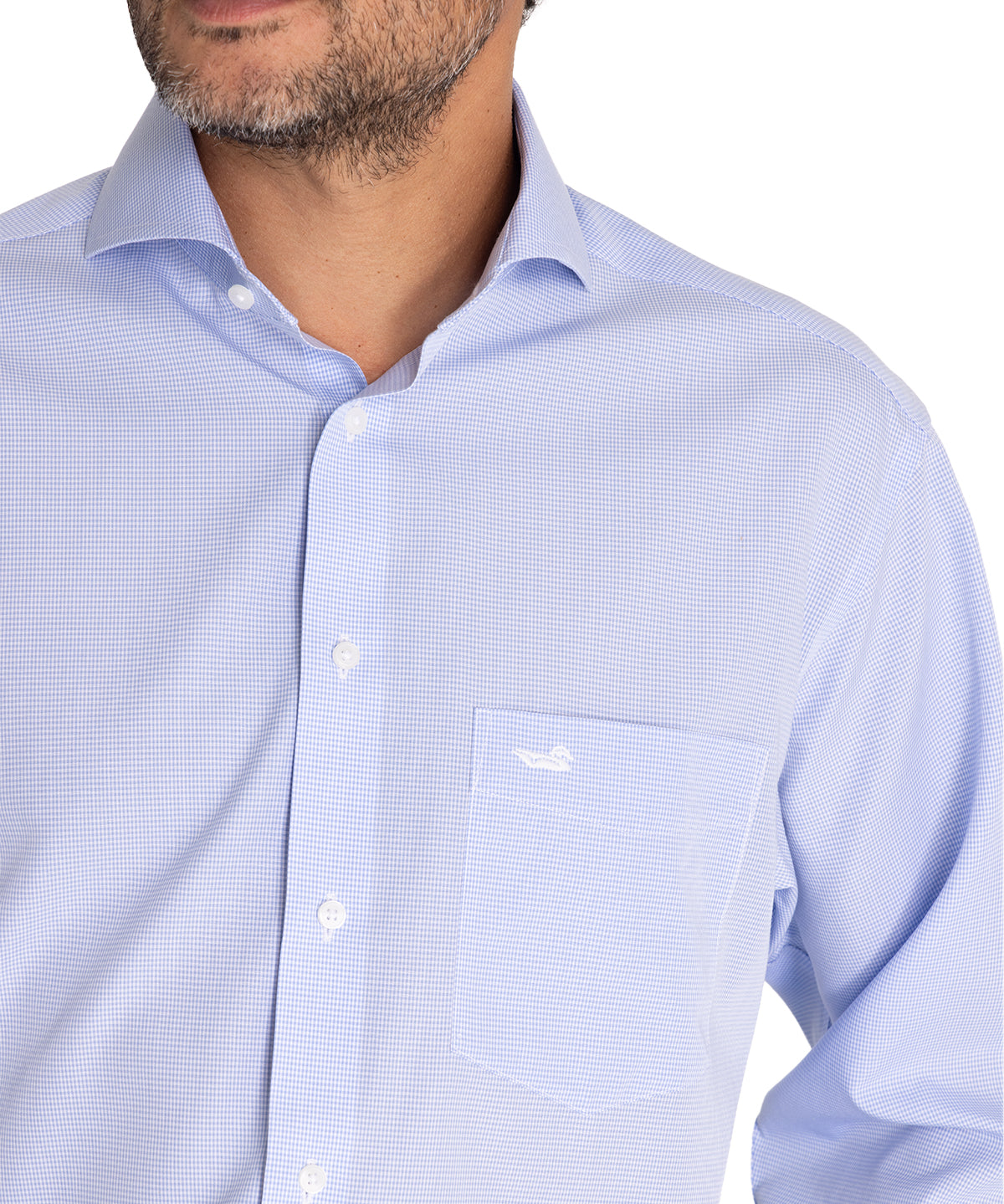 Camisa Libre De Arrugas Hombre WF Cuello Italiano Celeste Rockford