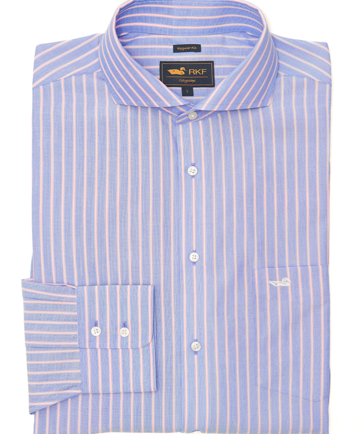 Camisa Libre De Arrugas Hombre WF Cuello Italiano Azul Rockford