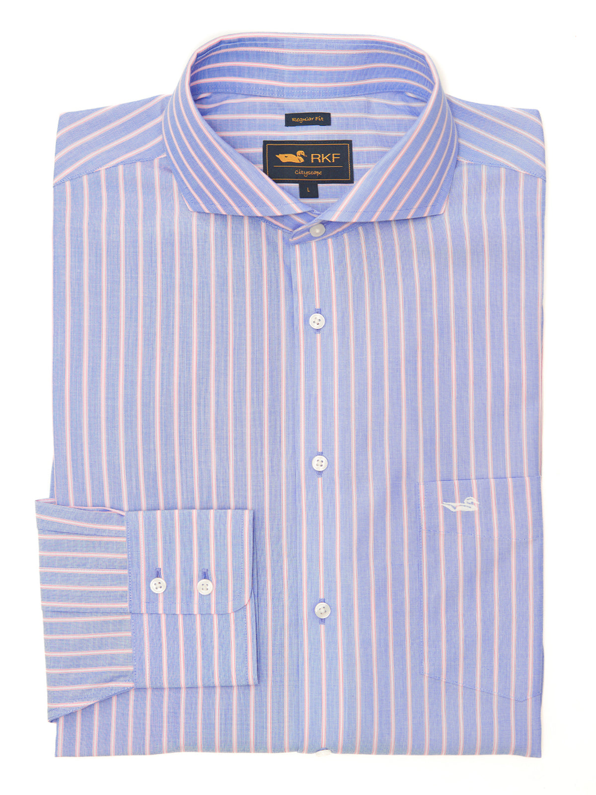 Camisa Libre De Arrugas Hombre WF Cuello Italiano Azul Rockford