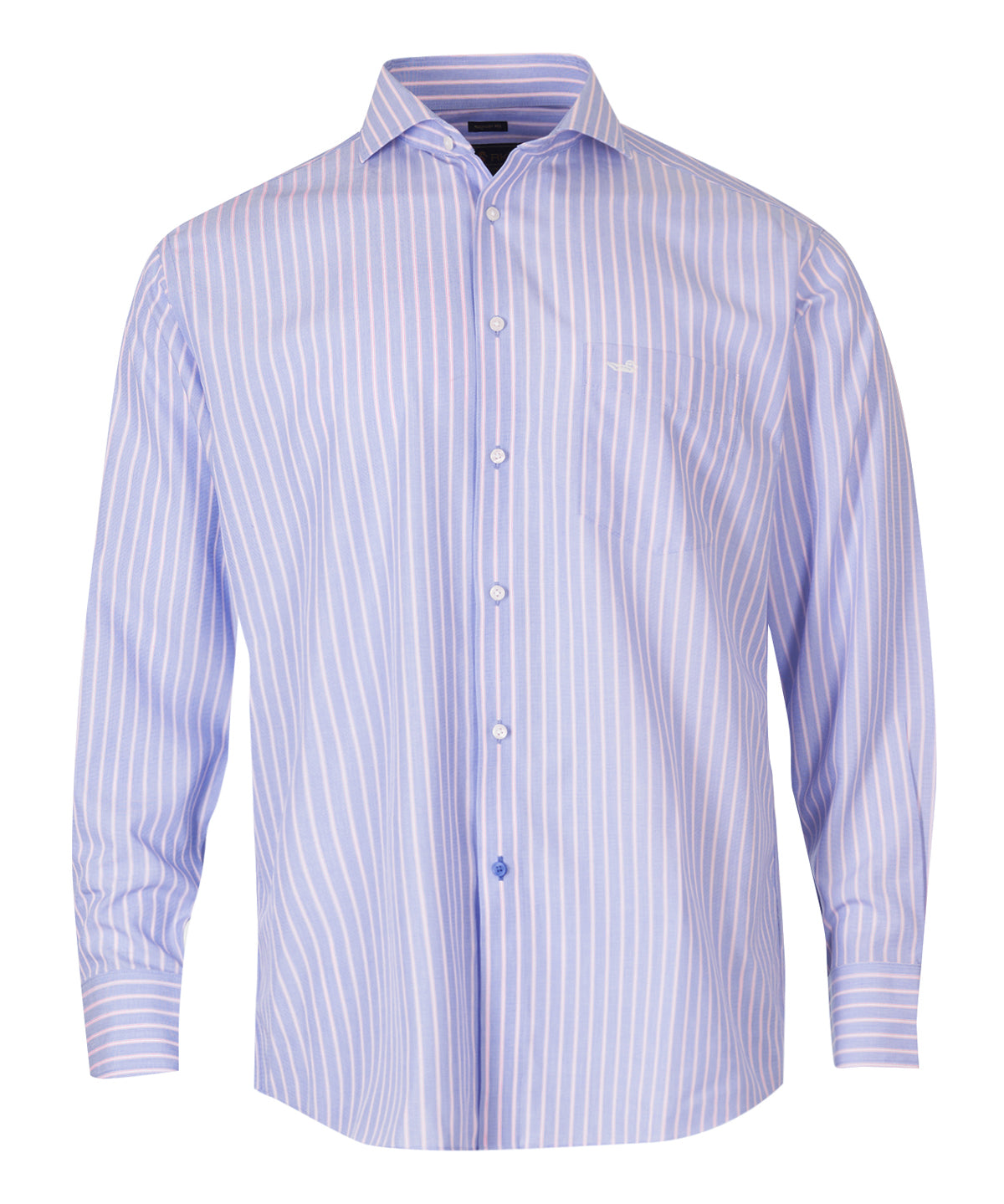 Camisa Libre De Arrugas Hombre WF Cuello Italiano Azul Rockford