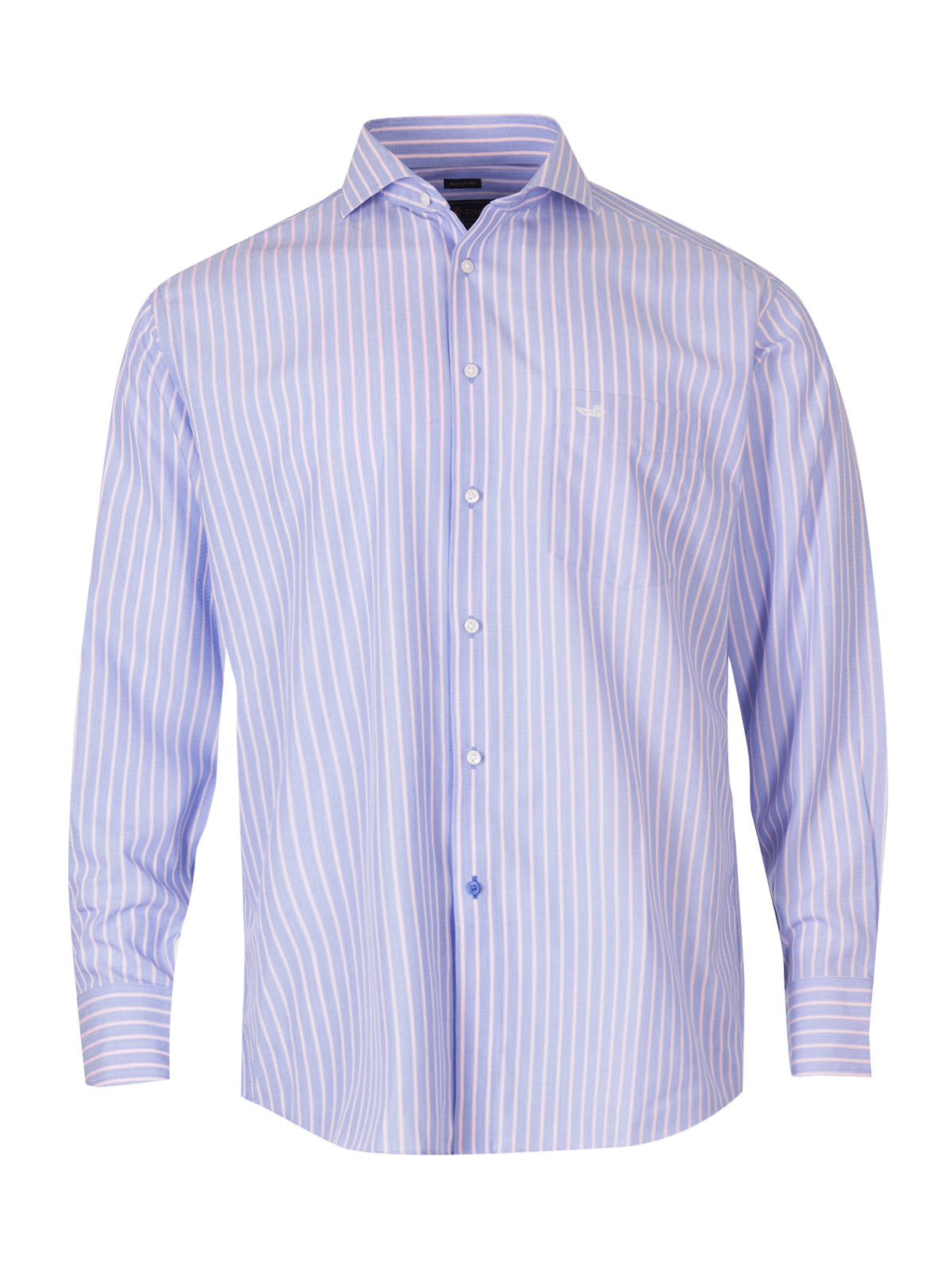 Camisa Libre De Arrugas Hombre WF Cuello Italiano Azul Rockford