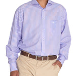 Camisa Libre De Arrugas Hombre WF Cuello Italiano Azul Rockford