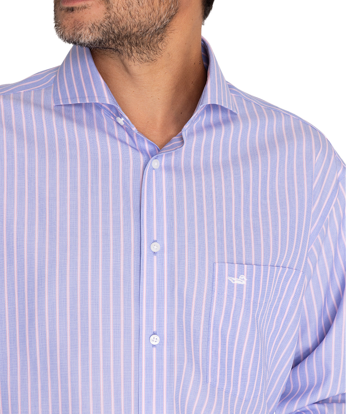 Camisa Libre De Arrugas Hombre WF Cuello Italiano Azul Rockford