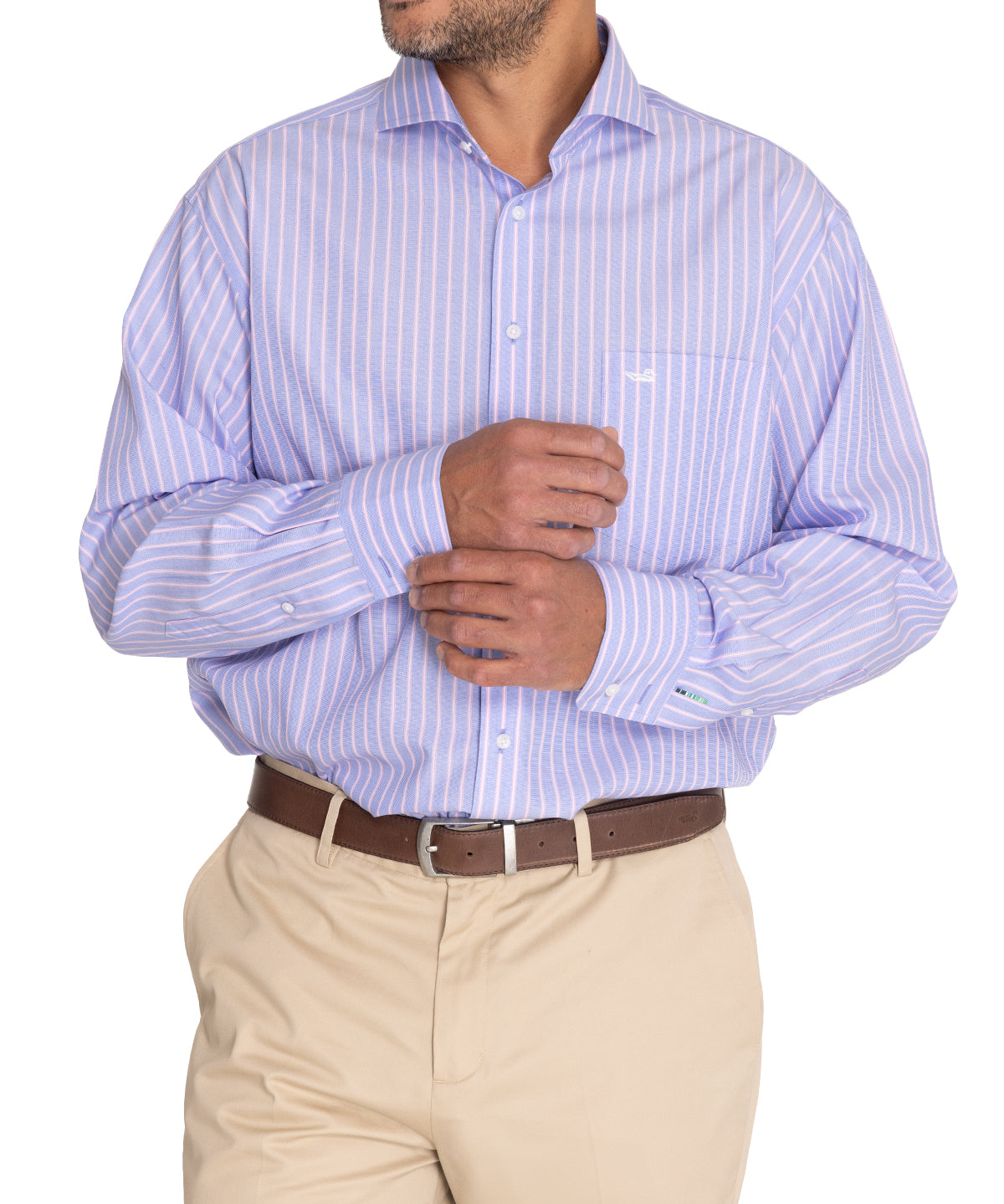 Camisa Libre De Arrugas Hombre WF Cuello Italiano Azul Rockford