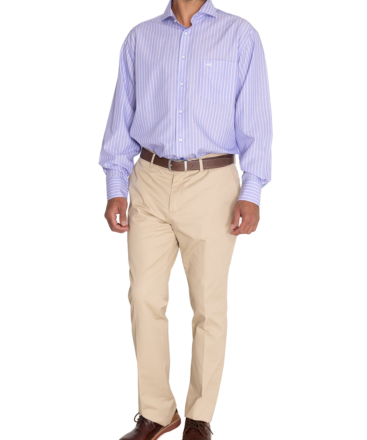 Camisa Libre De Arrugas Hombre WF Cuello Italiano Azul Rockford
