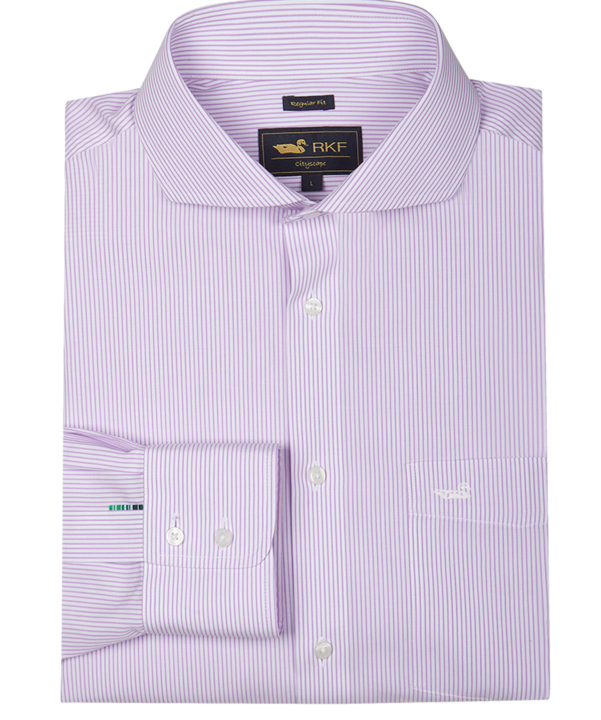 Camisa Libre De Arrugas Hombre WF Cuello Italiano Lila Rockford