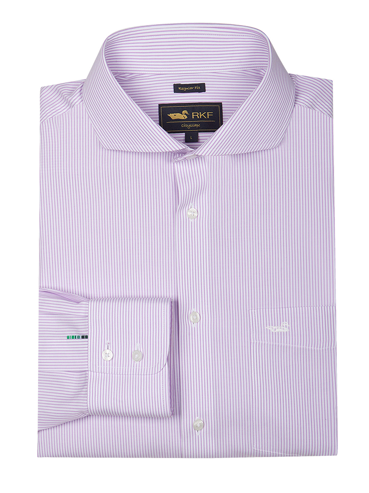 Camisa Libre De Arrugas Hombre WF Cuello Italiano Lila Rockford