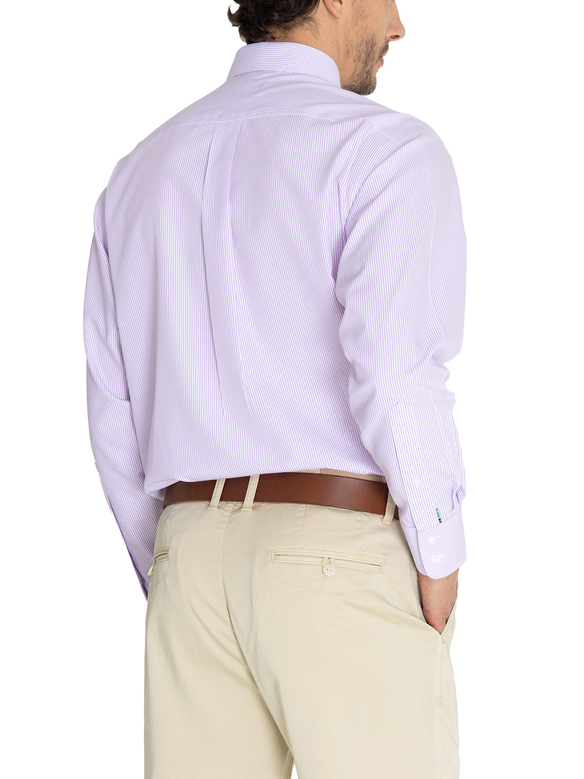 Camisa Libre De Arrugas Hombre WF Cuello Italiano Lila Rockford