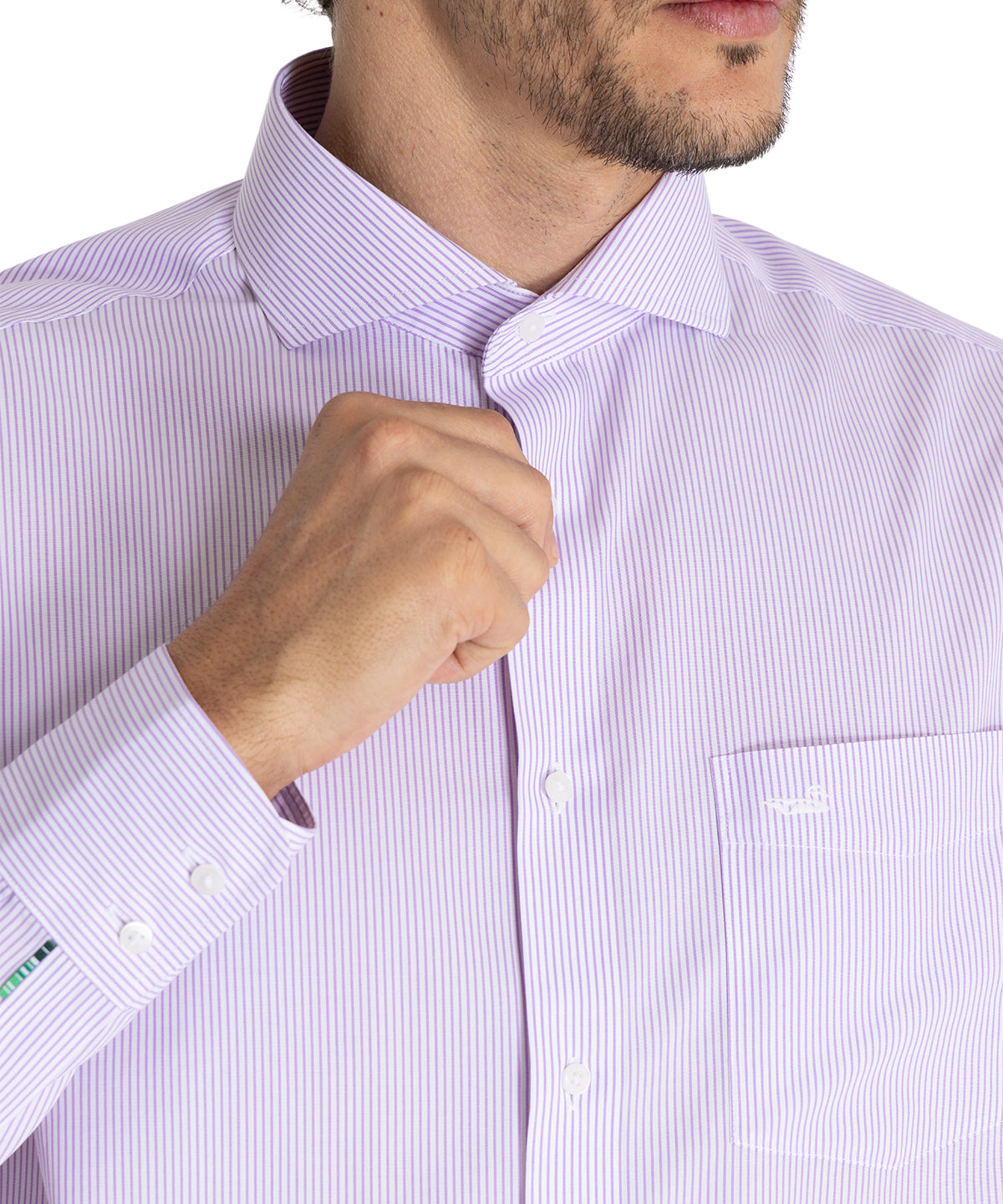 Camisa Libre De Arrugas Hombre WF Cuello Italiano Lila Rockford