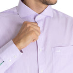 Camisa Libre De Arrugas Hombre WF Cuello Italiano Lila Rockford
