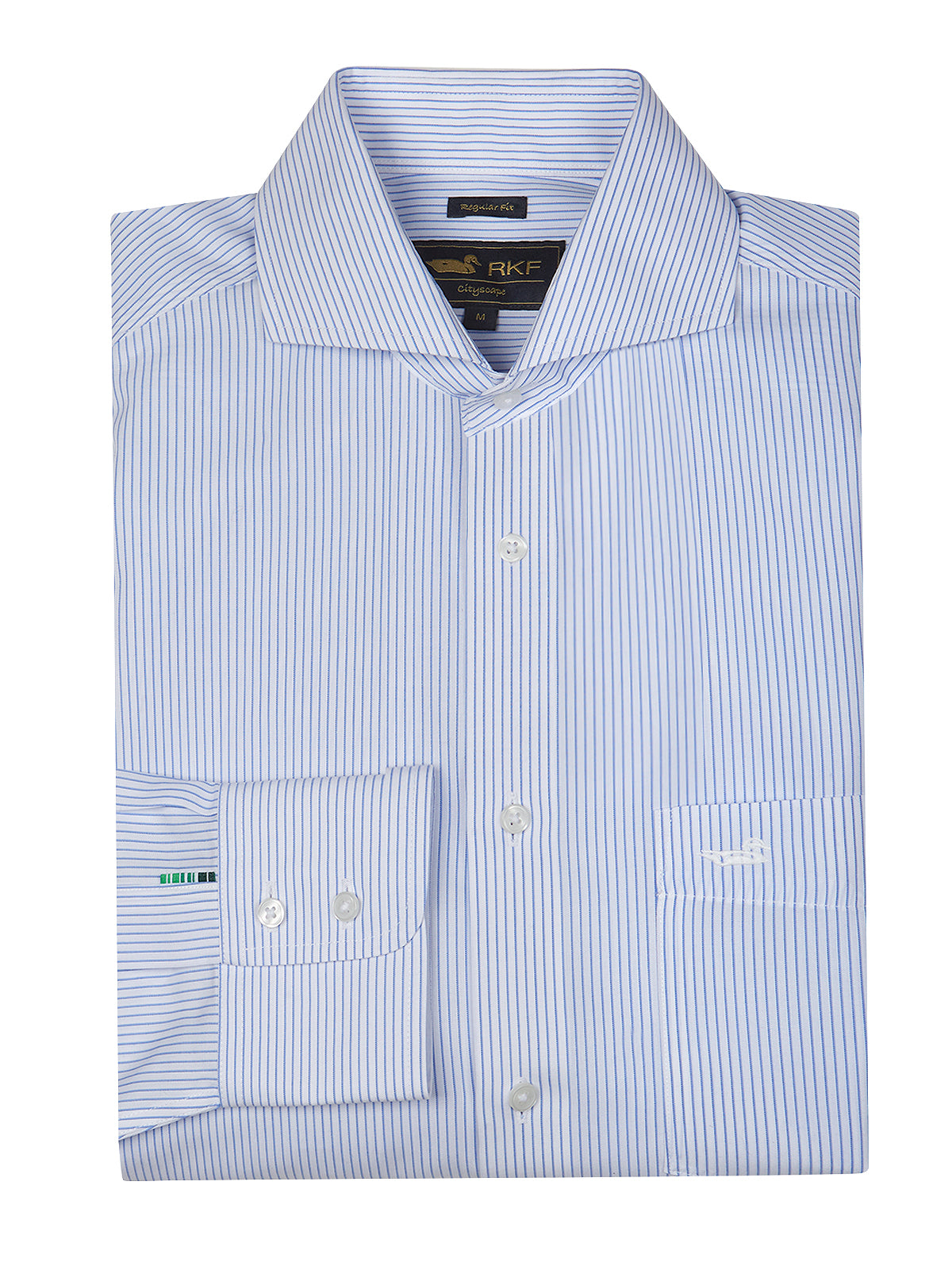 Camisa Libre De Arrugas Hombre WF Cuello Italiano Celeste Rockford