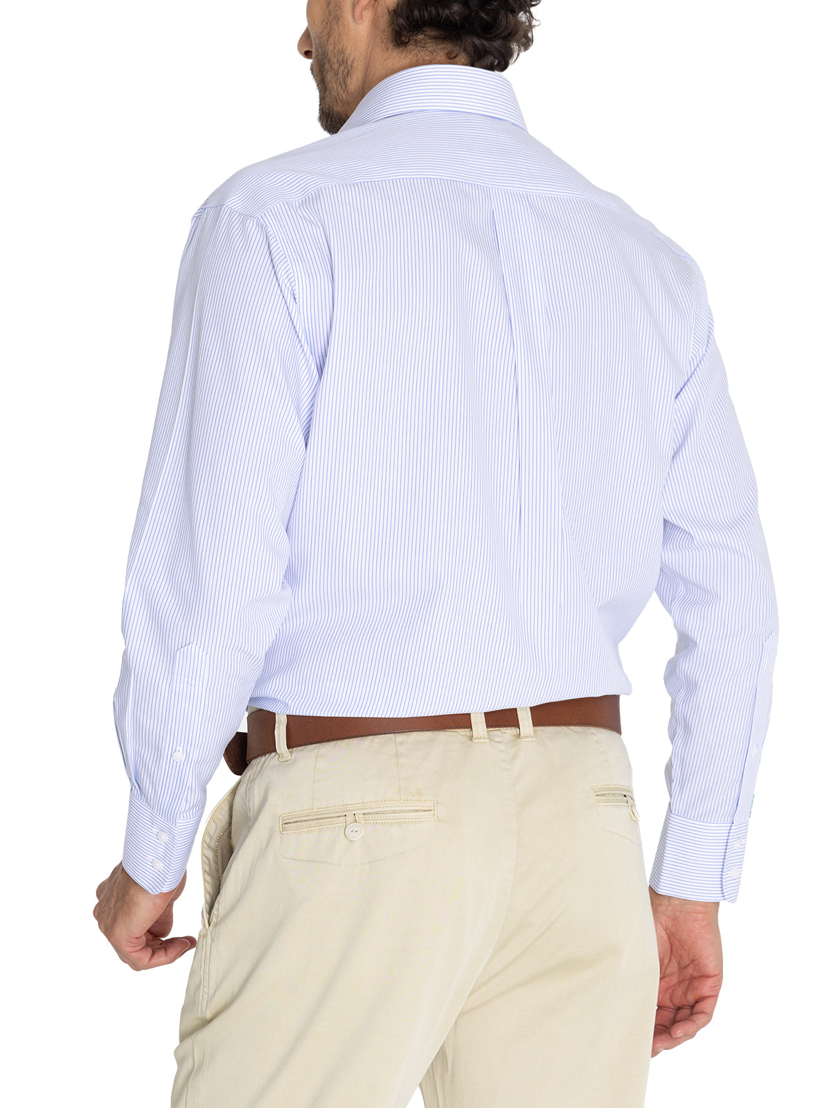 Camisa Libre De Arrugas Hombre WF Cuello Italiano Celeste Rockford