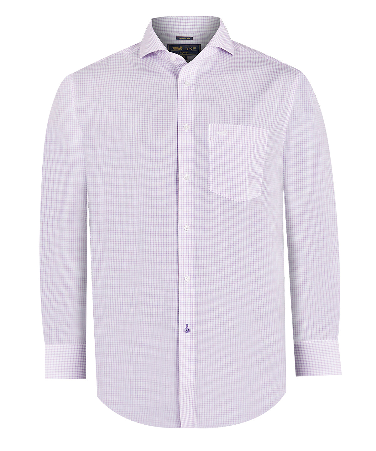 Camisa Libre De Arrugas Hombre WF Cuello Italiano Lila Rockford