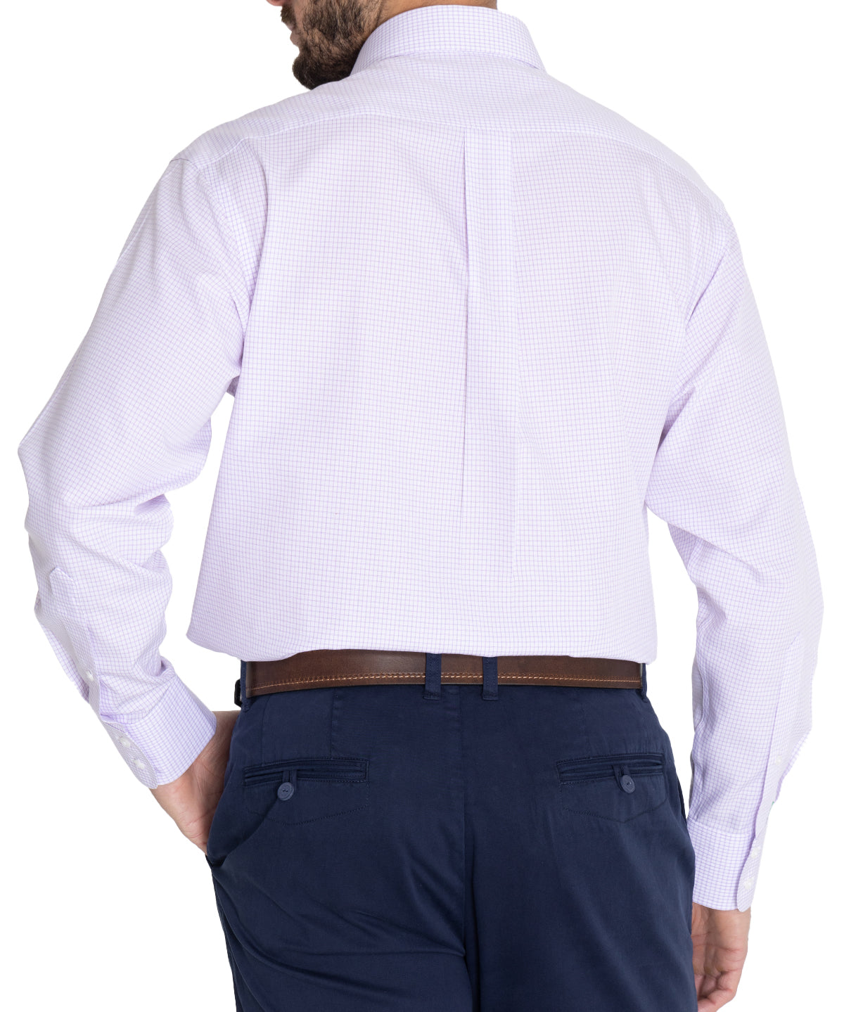 Camisa Libre De Arrugas Hombre WF Cuello Italiano Lila Rockford