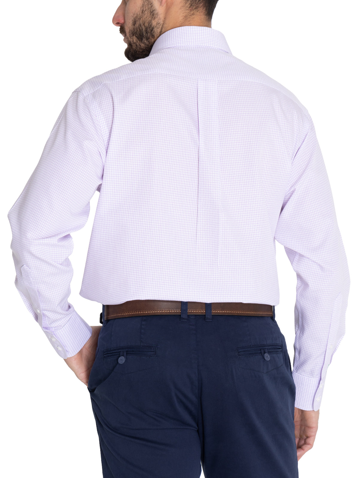 Camisa Libre De Arrugas Hombre WF Cuello Italiano Lila Rockford