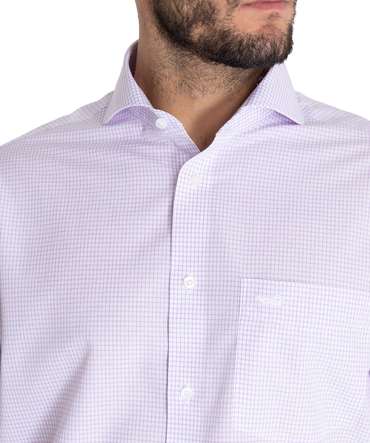 Camisa Libre De Arrugas Hombre WF Cuello Italiano Lila Rockford