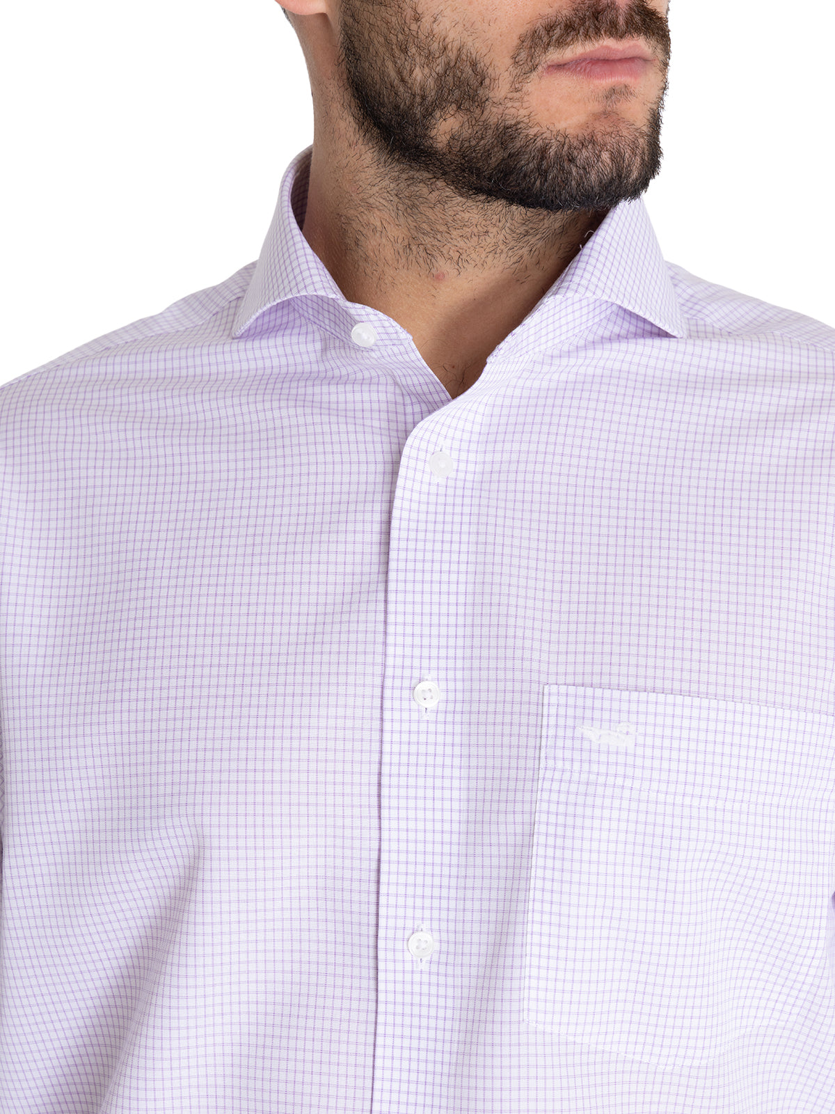 Camisa Libre De Arrugas Hombre WF Cuello Italiano Lila Rockford