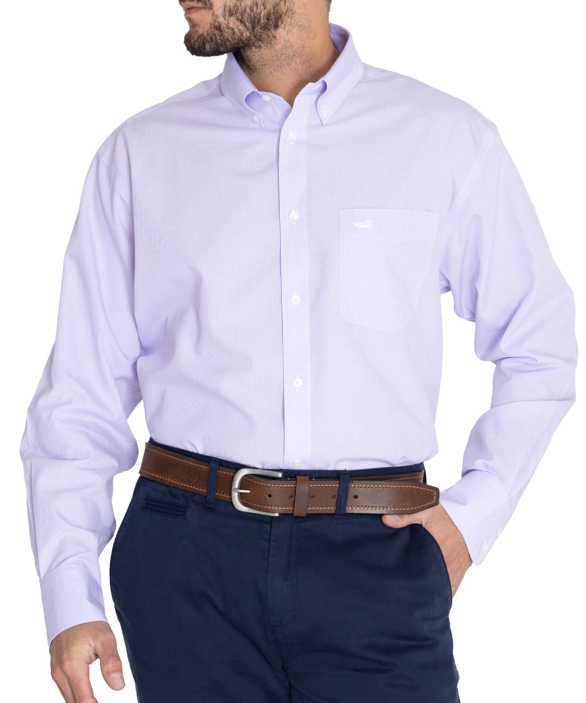 Camisa Libre De Arrugas Hombre WF Cuello Button-Down Lila Rockford