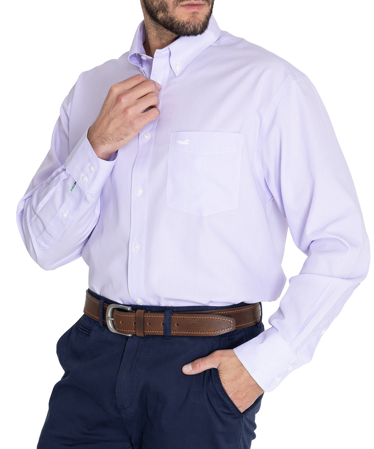 Camisa Libre De Arrugas Hombre WF Cuello Button-Down Lila Rockford