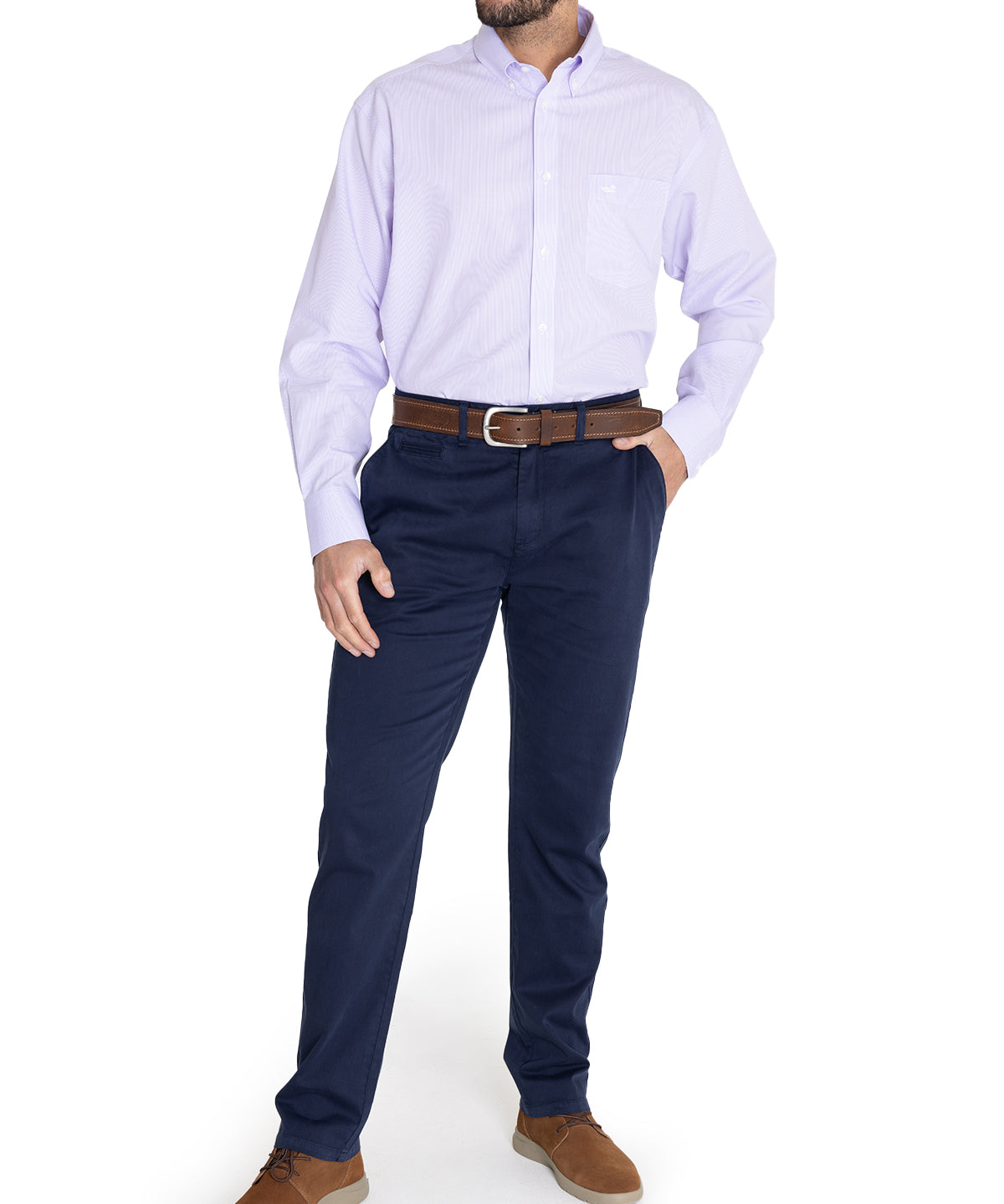 Camisa Libre De Arrugas Hombre WF Cuello Button-Down Lila Rockford