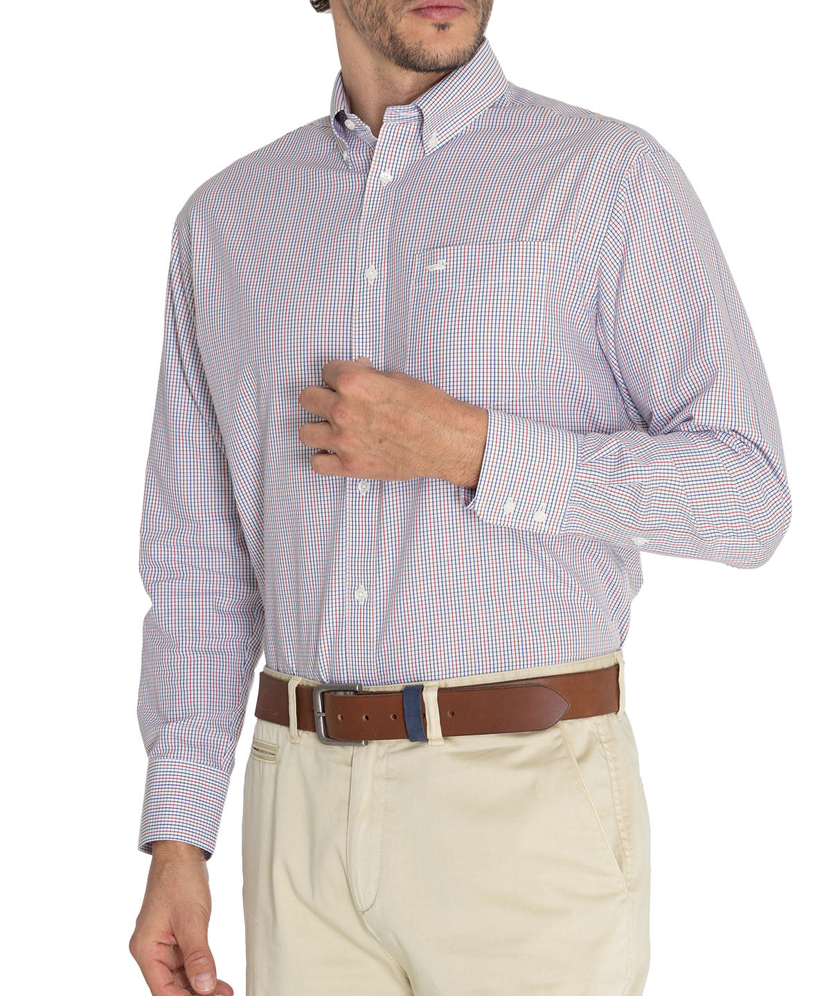 Camisa Libre De Arrugas Hombre WF Cuello Button-Down Azul Rockford