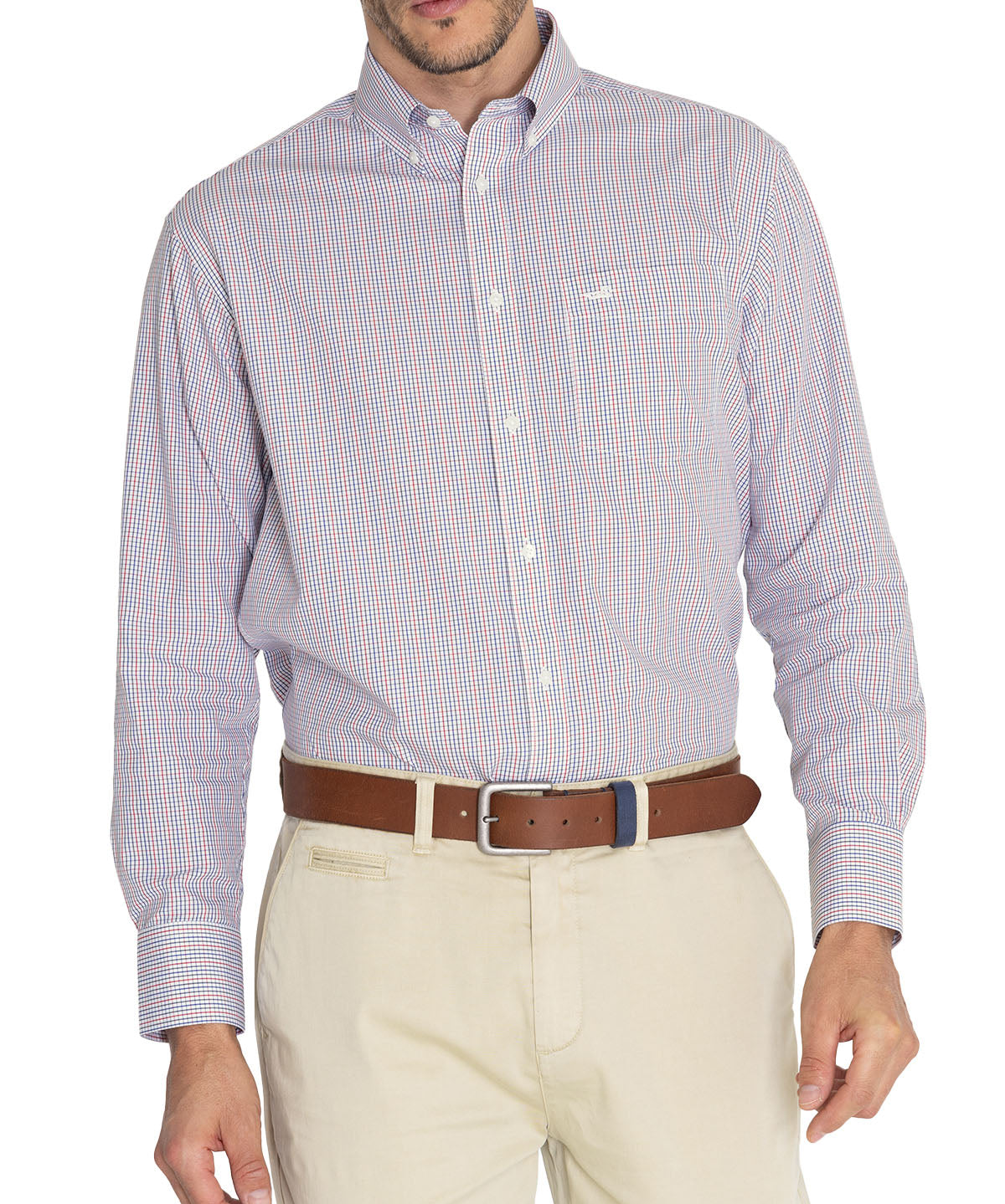 Camisa Libre De Arrugas Hombre WF Cuello Button-Down Azul Rockford