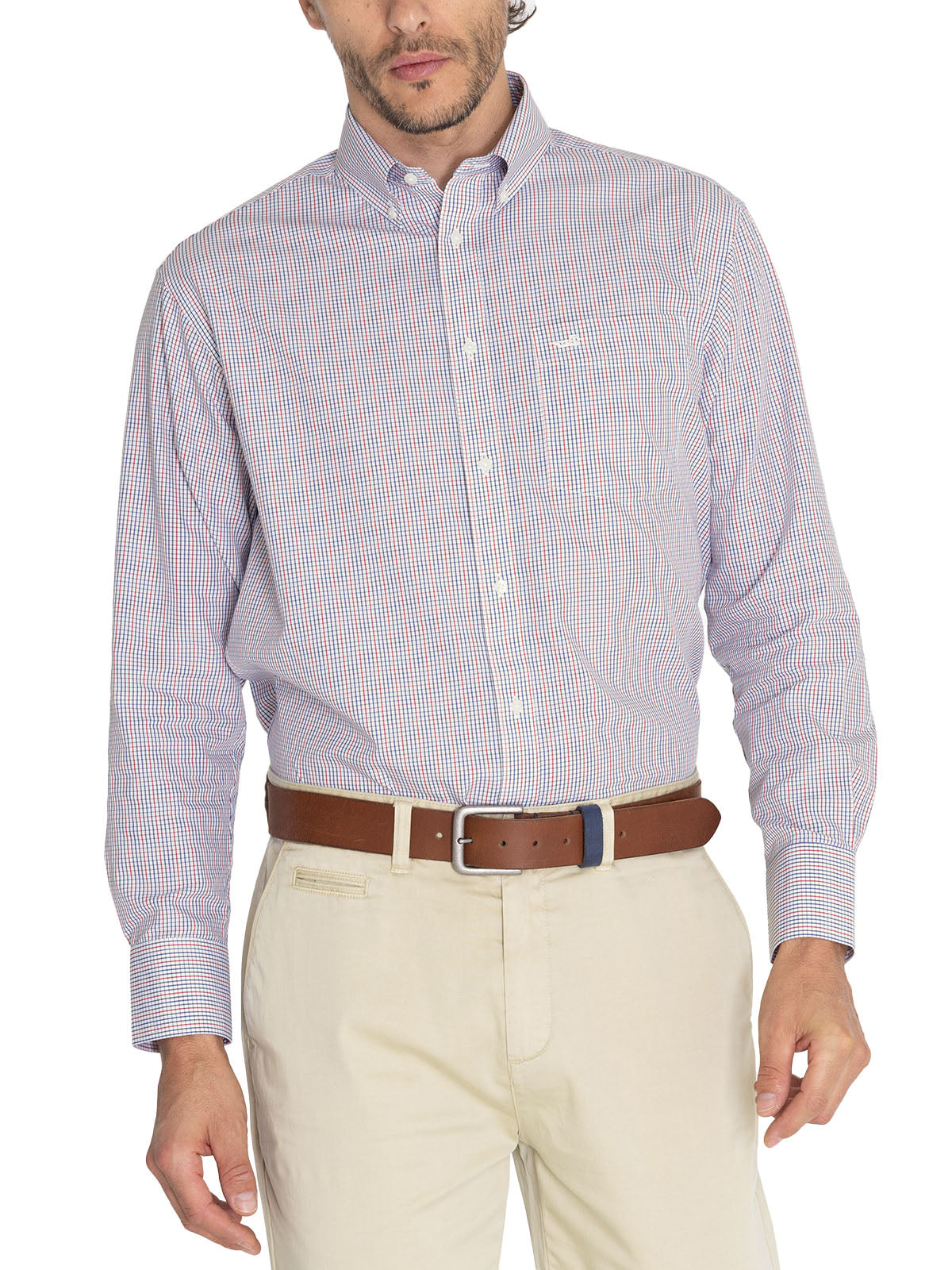 Camisa Libre De Arrugas Hombre WF Cuello Button-Down Azul Rockford