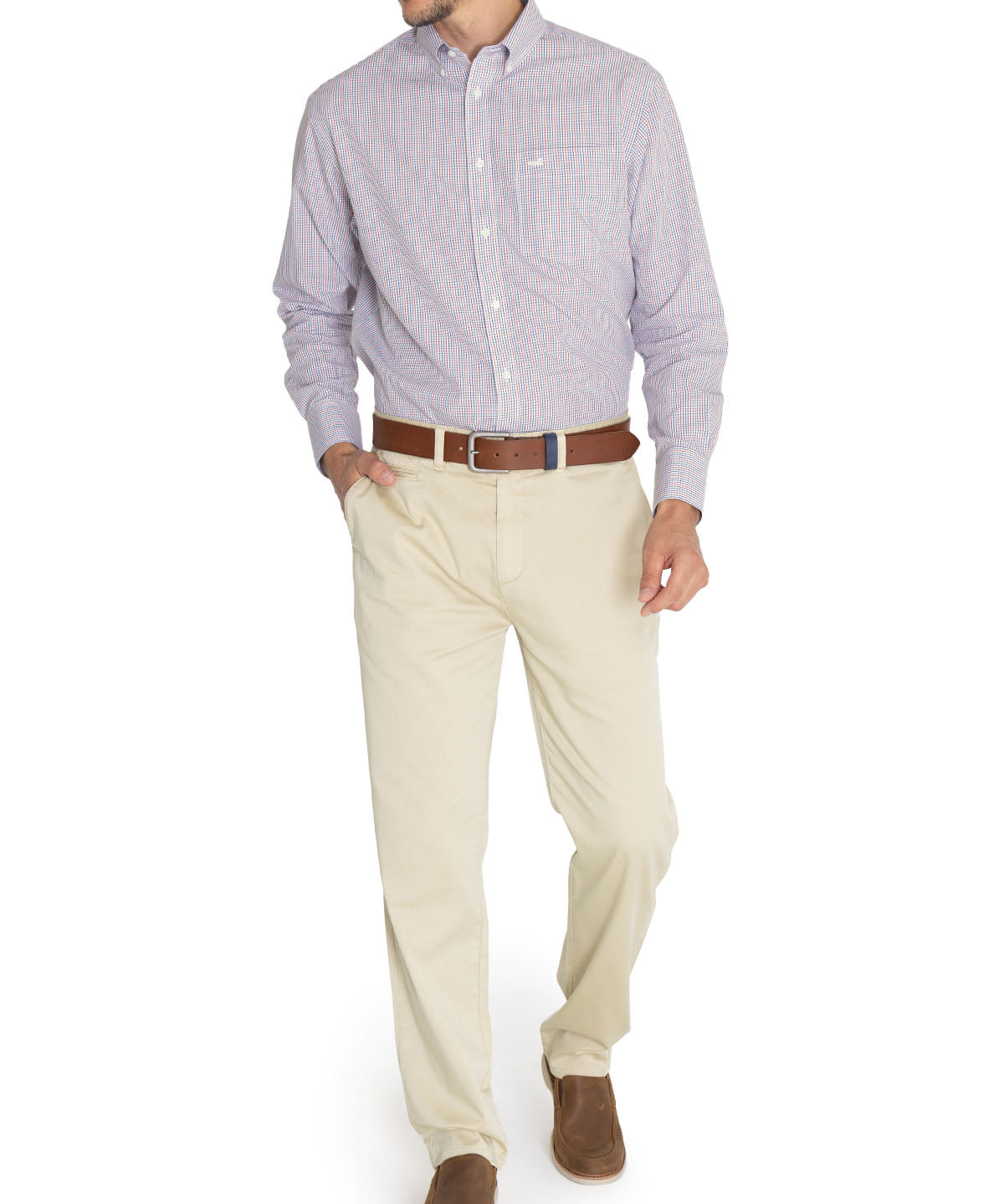 Camisa Libre De Arrugas Hombre WF Cuello Button-Down Azul Rockford