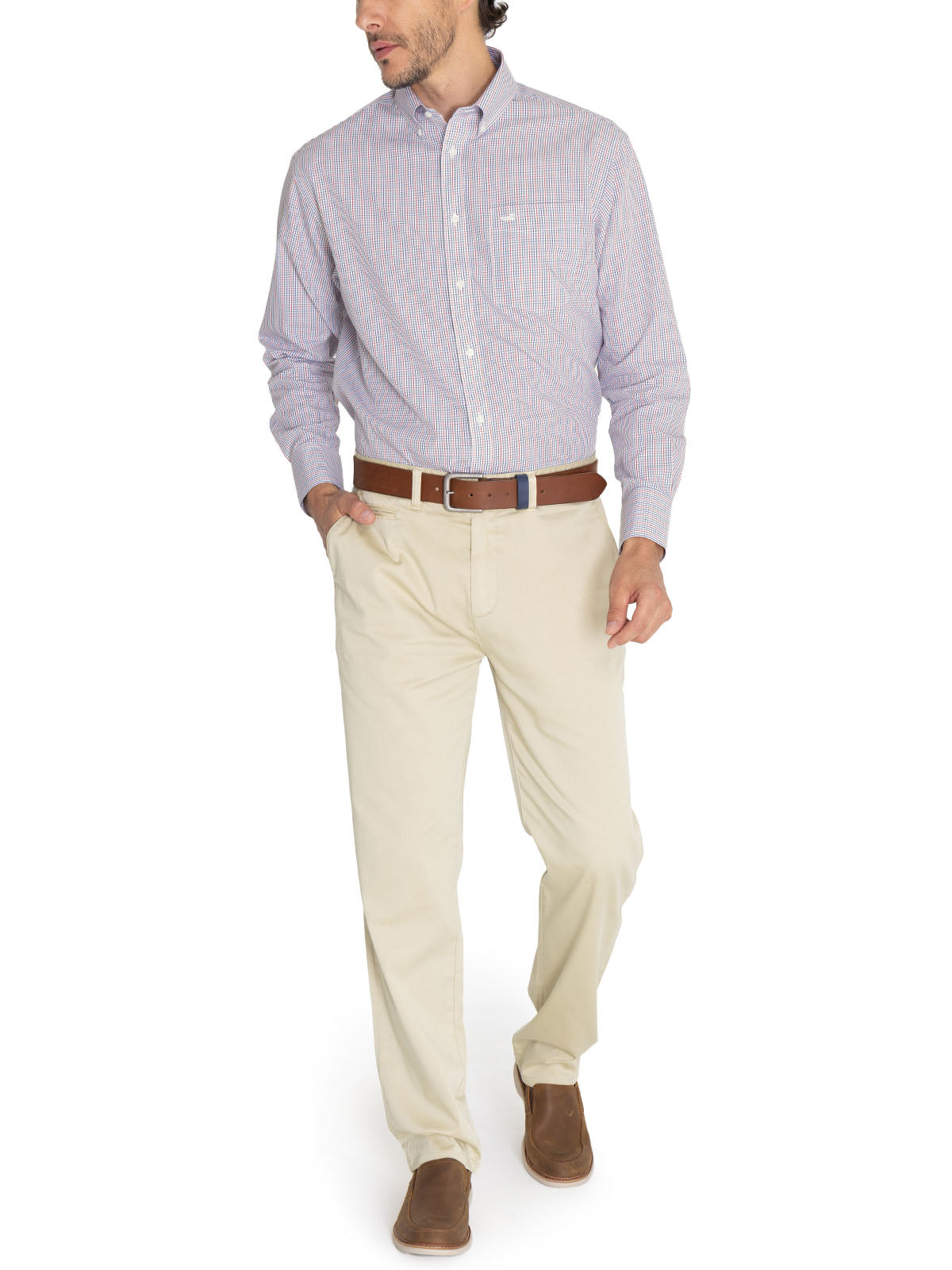Camisa Libre De Arrugas Hombre WF Cuello Button-Down Azul Rockford