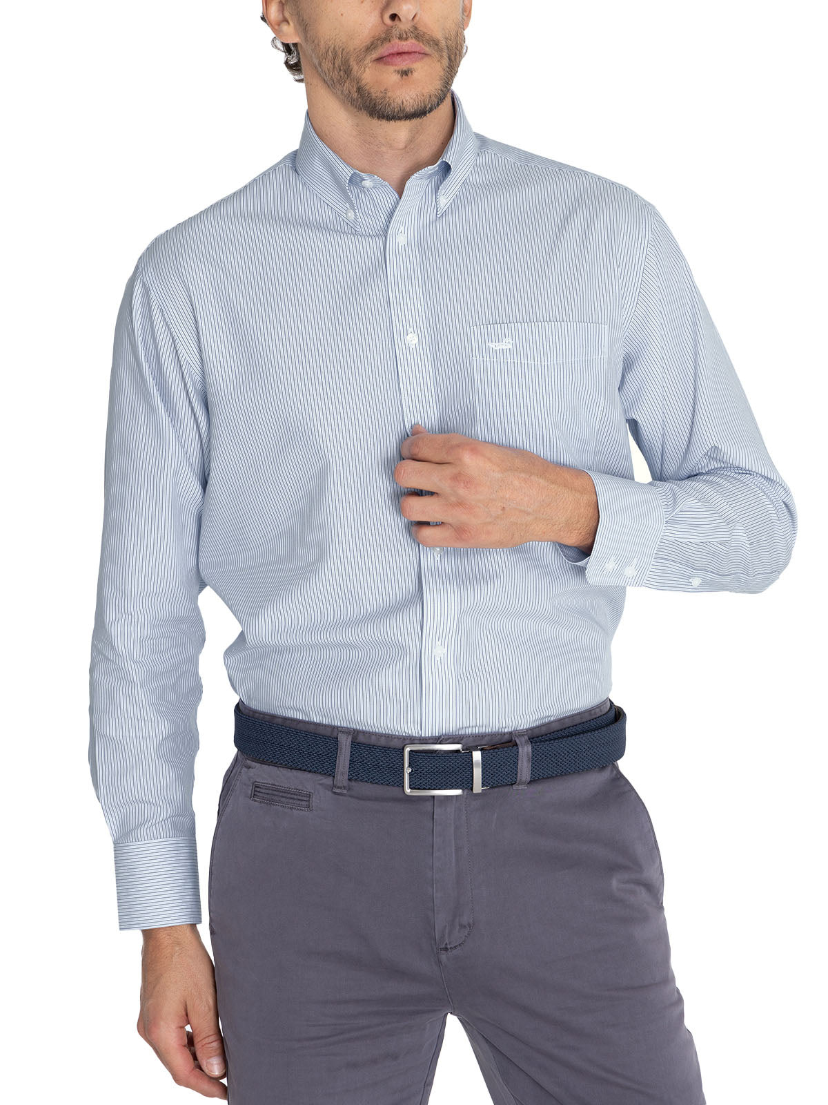 Camisa Libre De Arrugas Hombre WF Cuello Button-Down Marino Rockford