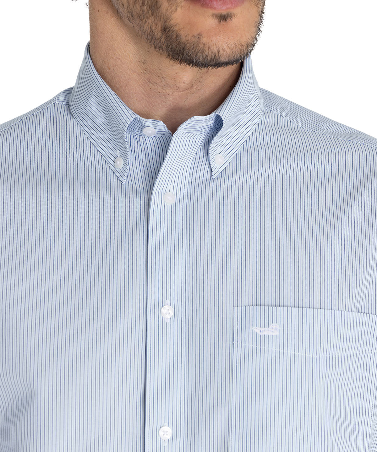 Camisa Libre De Arrugas Hombre WF Cuello Button-Down Marino Rockford