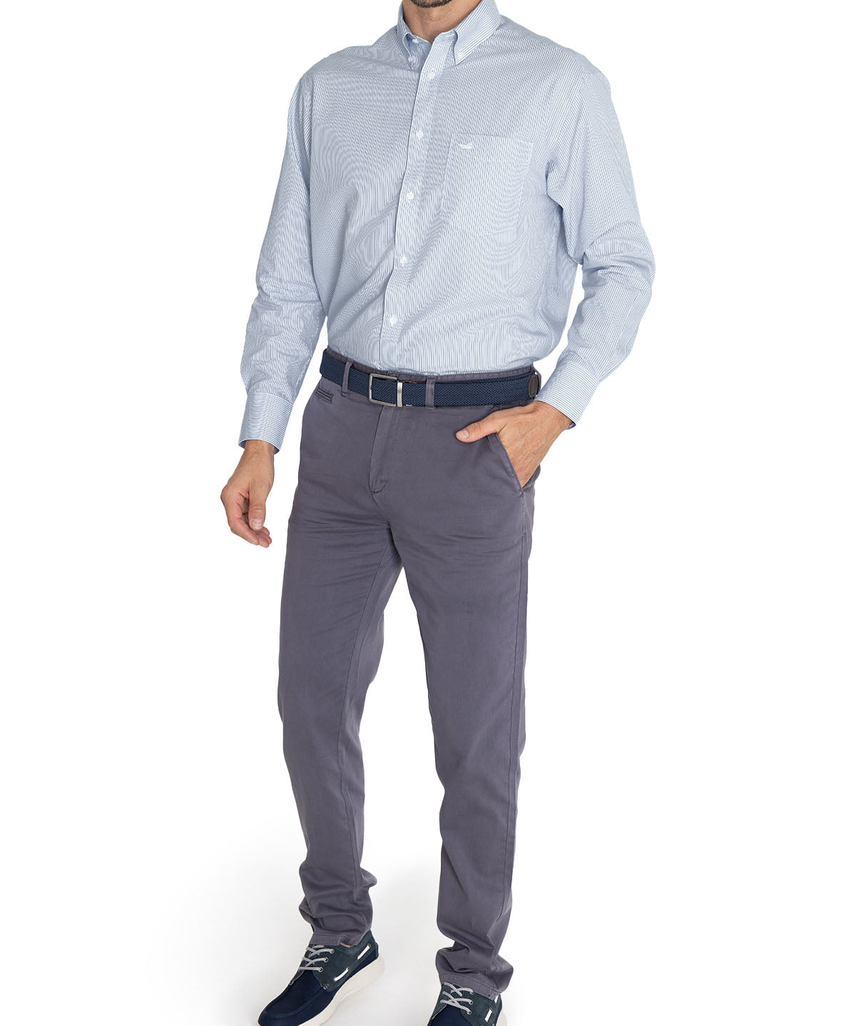 Camisa Libre De Arrugas Hombre WF Cuello Button-Down Marino Rockford