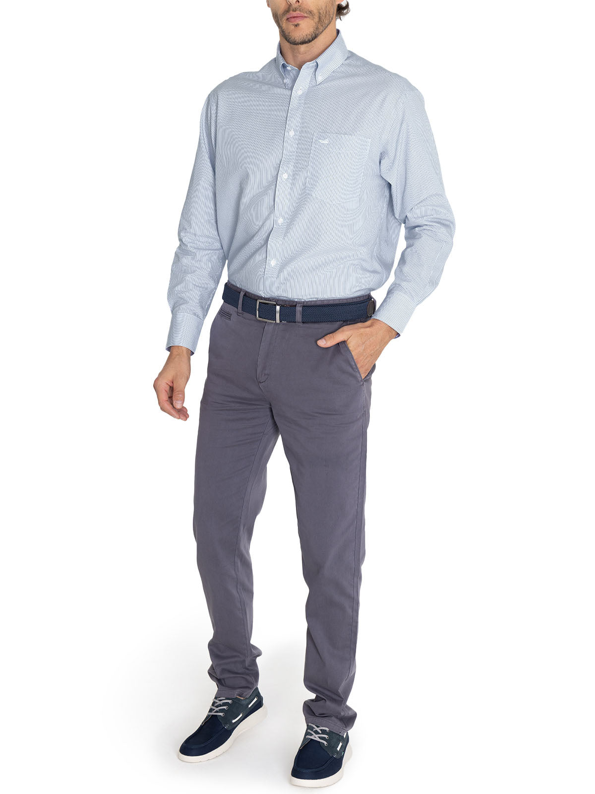 Camisa Libre De Arrugas Hombre WF Cuello Button-Down Marino Rockford