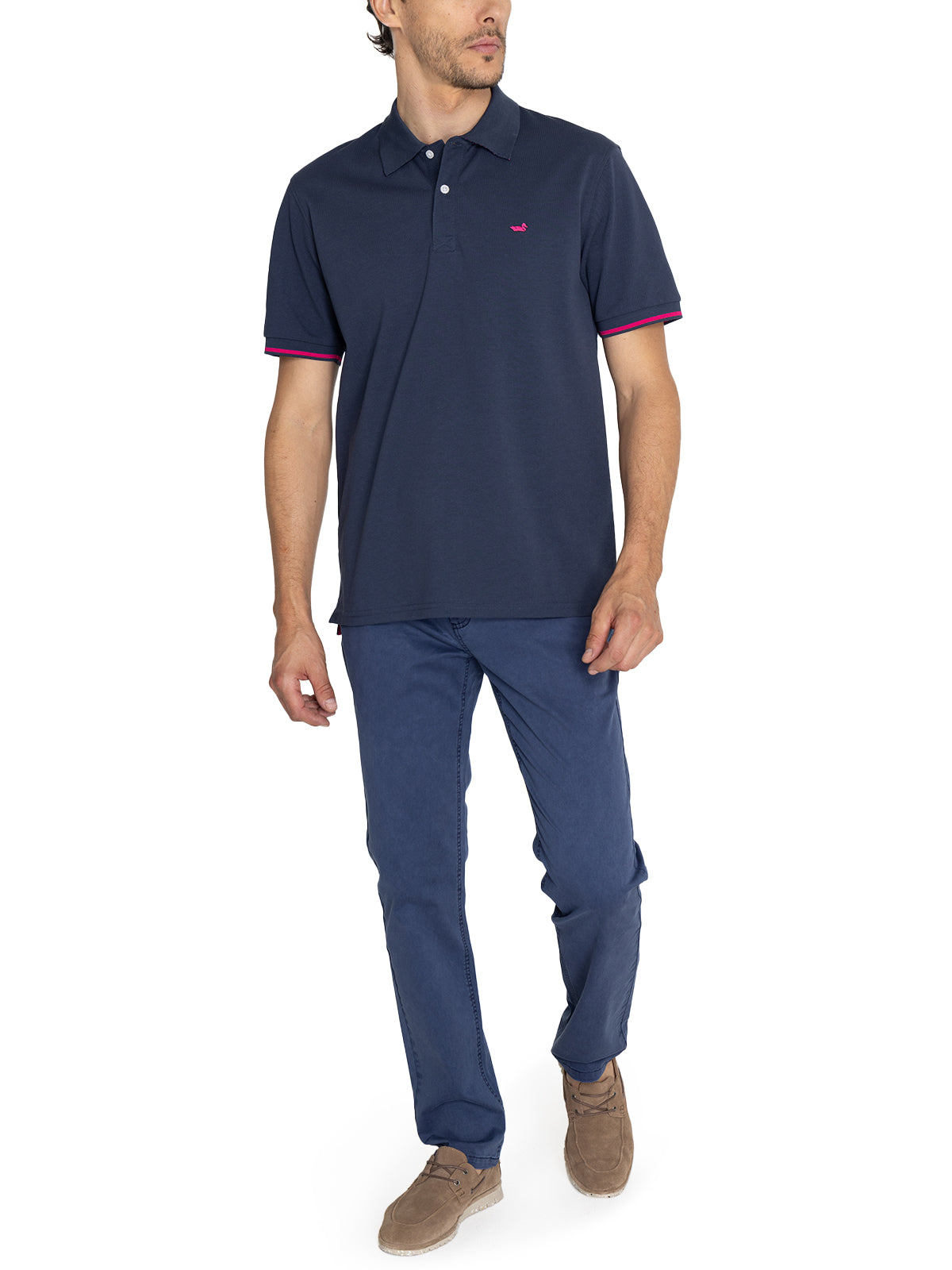 Polera Algodón Pima Hombre Mitchell Azul Rockford
