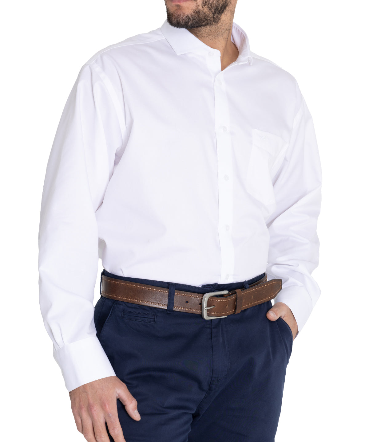 Camisa Cuello Italiano Hombre E.Lifesolid Blanco Rockford