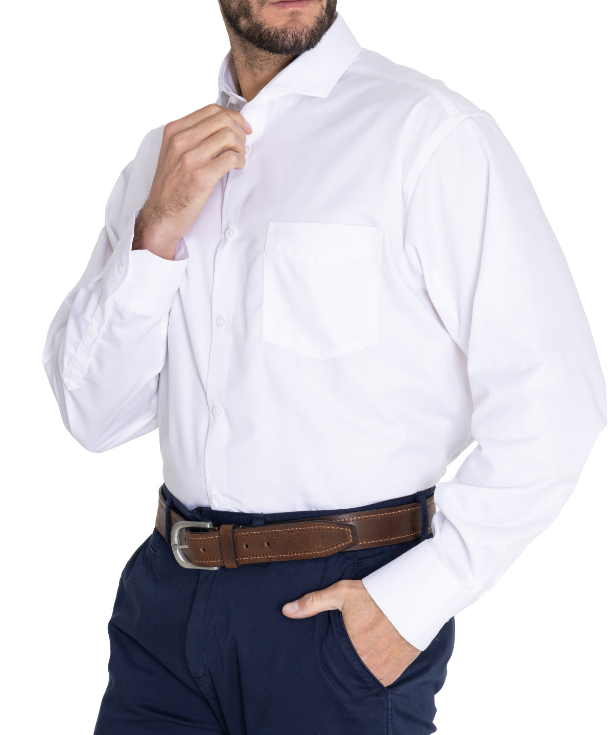 Camisa Cuello Italiano Hombre E.Lifesolid Blanco Rockford
