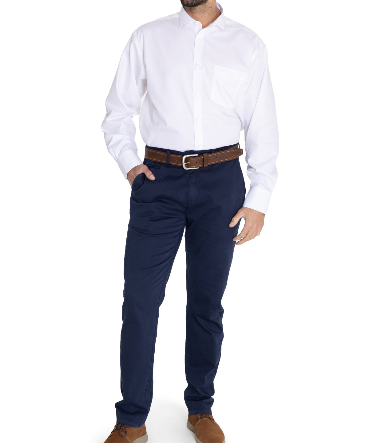 Camisa Cuello Italiano Hombre E.Lifesolid Blanco Rockford