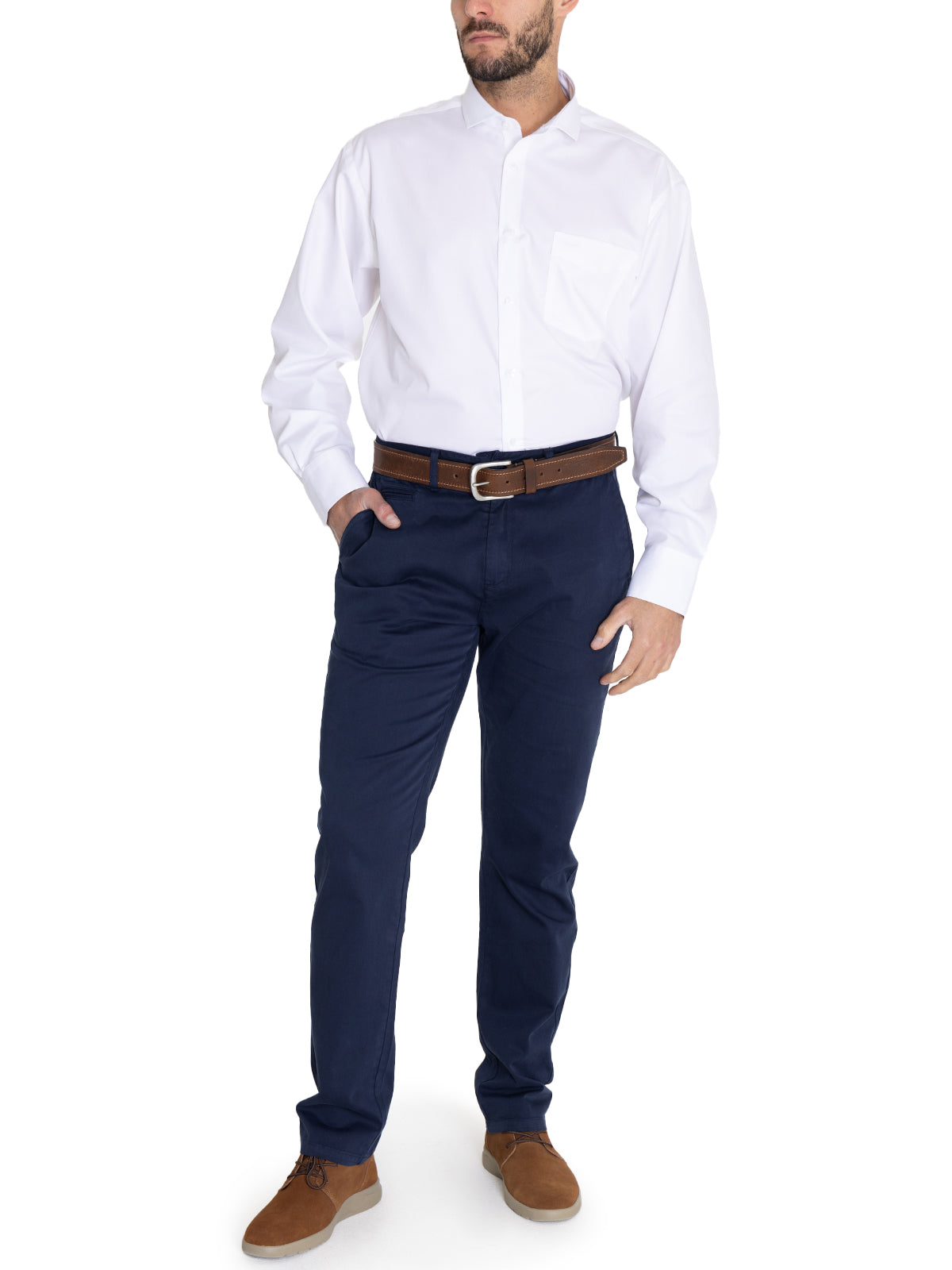 Camisa Cuello Italiano Hombre E.Lifesolid Blanco Rockford