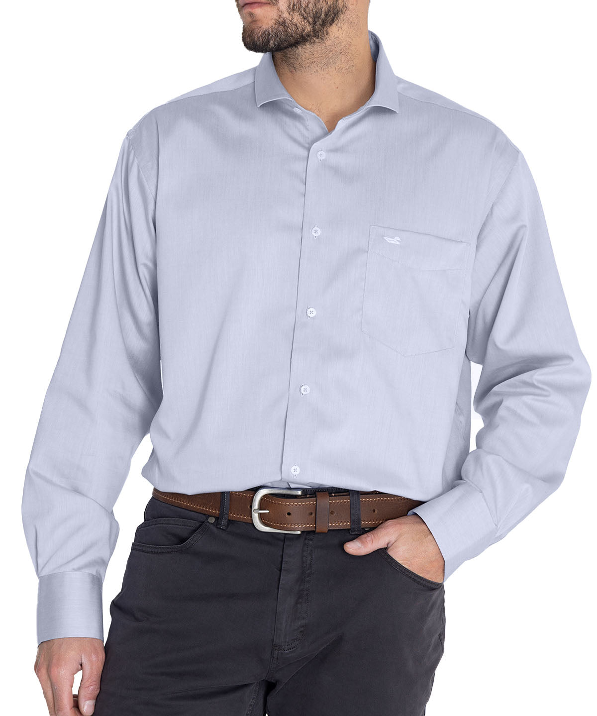 Camisa Cuello Italiano Hombre E.Lifesolid Celeste Rockford