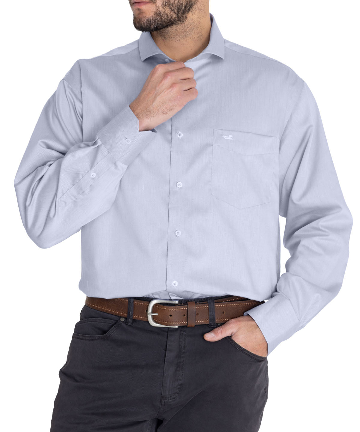 Camisa Cuello Italiano Hombre E.Lifesolid Celeste Rockford