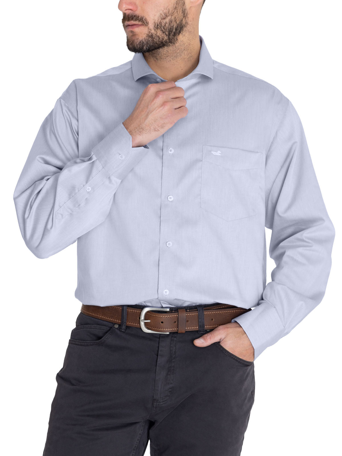 Camisa Cuello Italiano Hombre E.Lifesolid Celeste Rockford