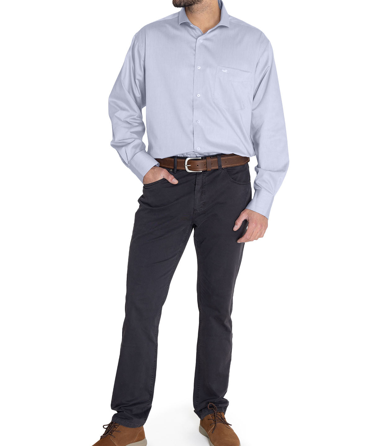 Camisa Cuello Italiano Hombre E.Lifesolid Celeste Rockford