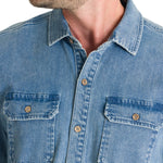 Camisa Algodón Hombre Denim Azul Rockford