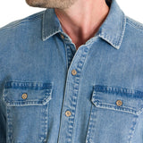 Camisa Algodón Hombre Denim Azul Rockford