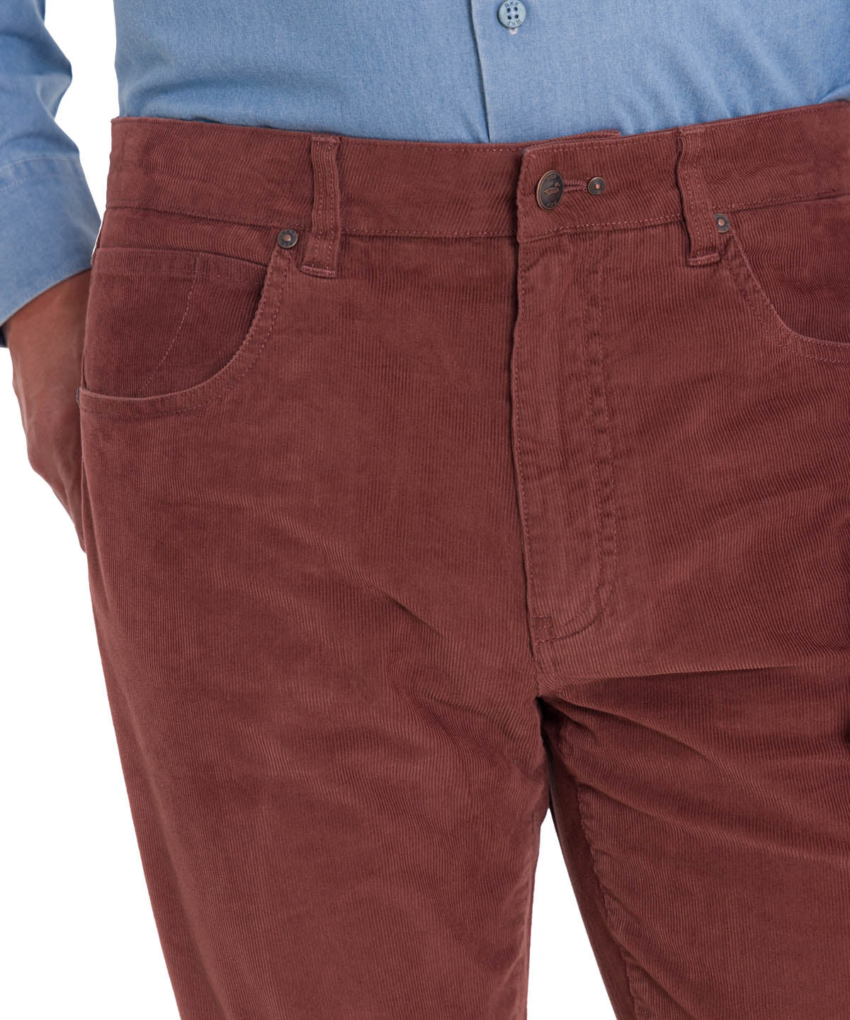 Pantalón Natural Flex Hombre Corduroy Rojo Rockford