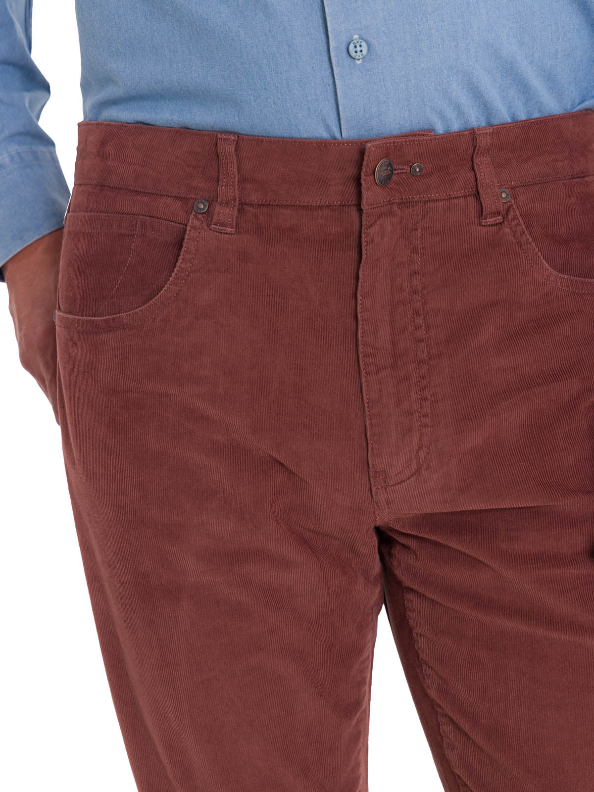 Pantalón Natural Flex Hombre Corduroy Rojo Rockford