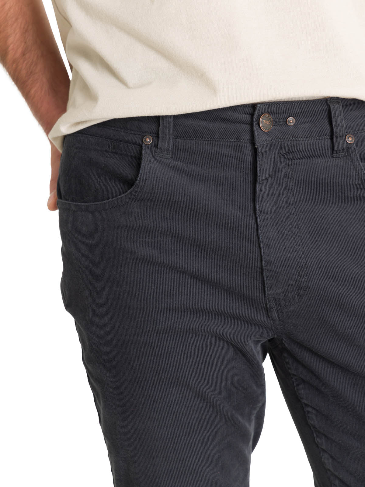 Pantalón Natural Flex Hombre Corduroy Gris Rockford