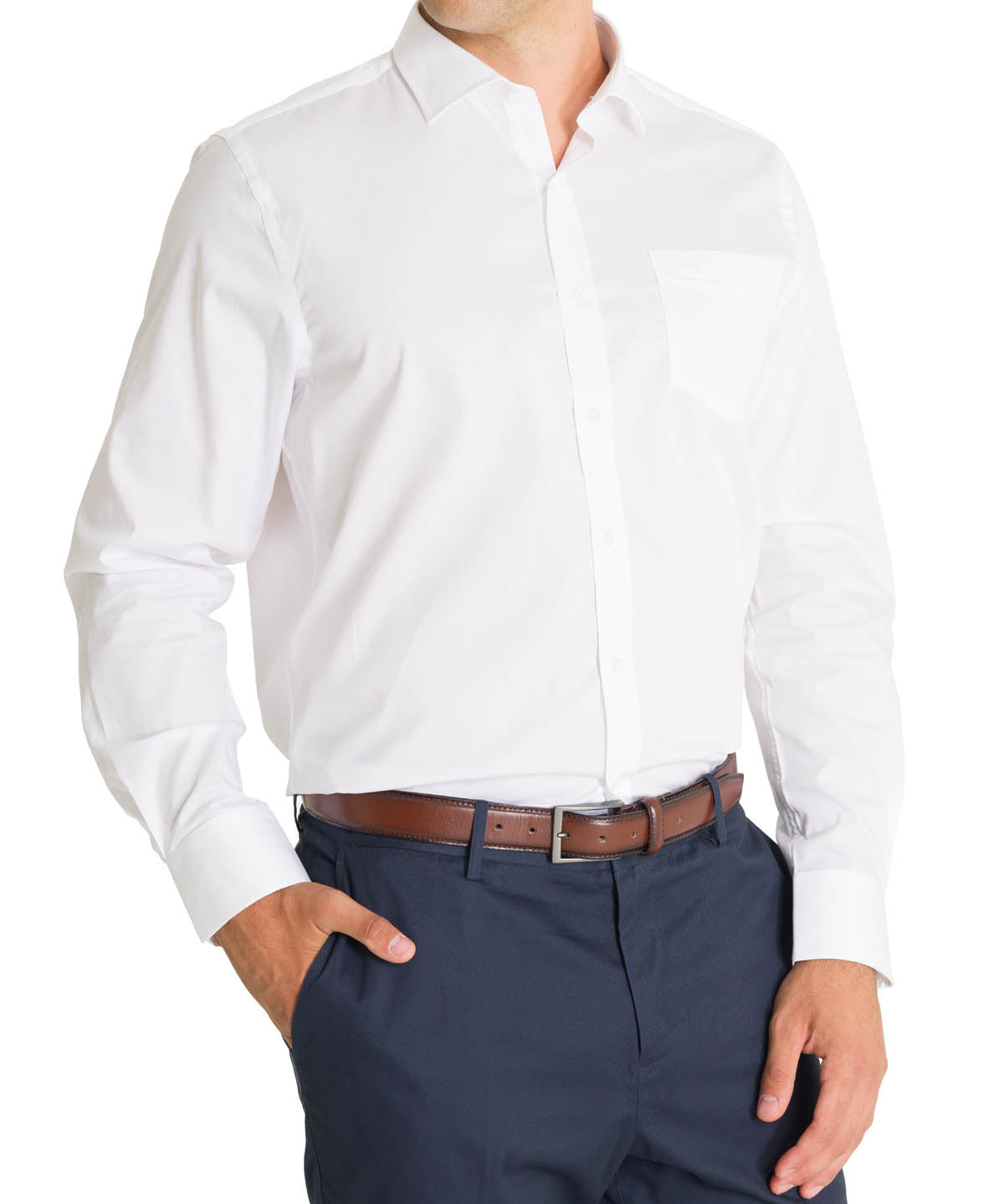 Camisa Cuello Italiano Hombre Easyitsolid Blanco Rockford