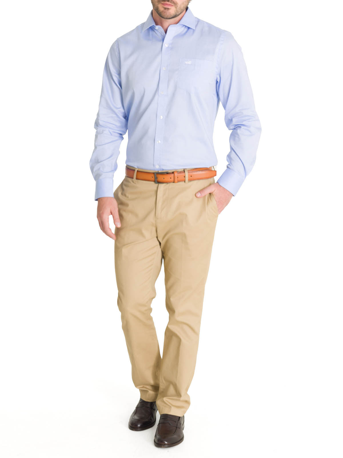 Camisa Cuello Italiano Hombre Easyitsolid Celeste Rockford