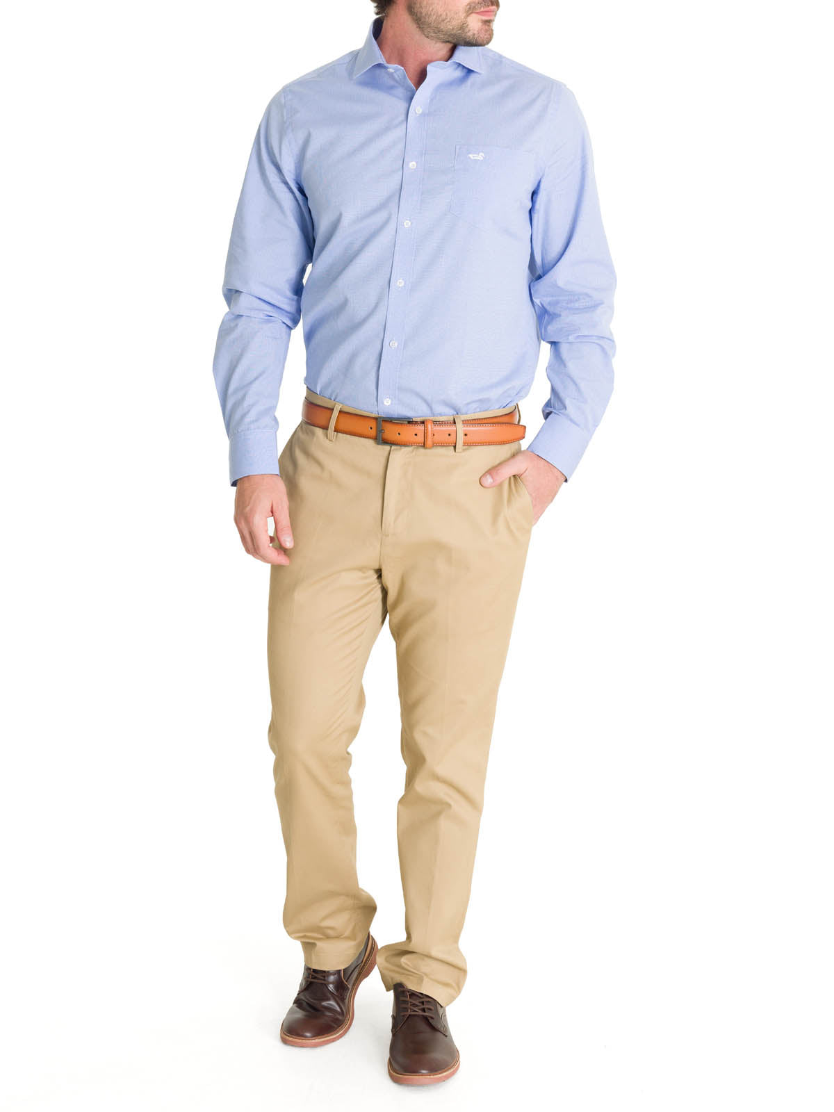 Camisa Cuello Italiano Hombre Easyironit Celeste Rockford